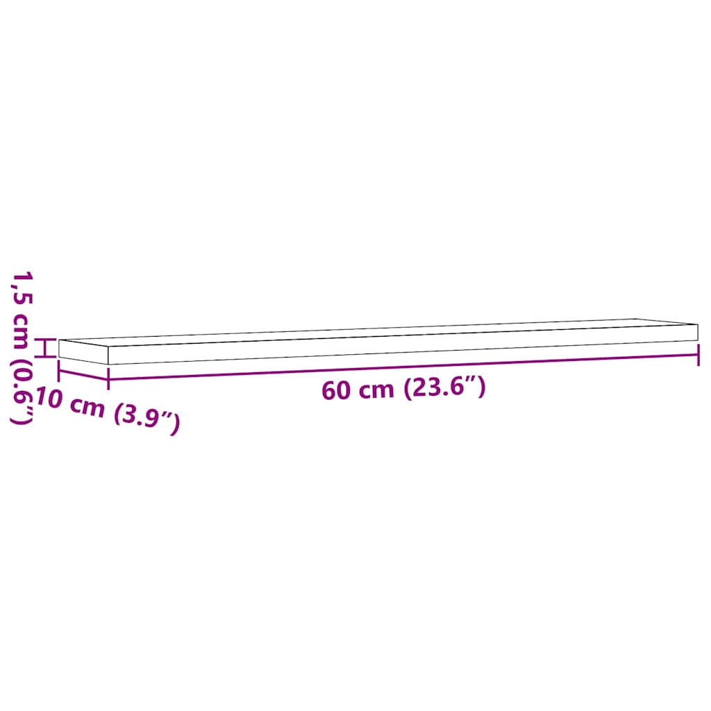 Hylleplater 4 stk artisan eik 60x10x1,5 cm konstruert tre