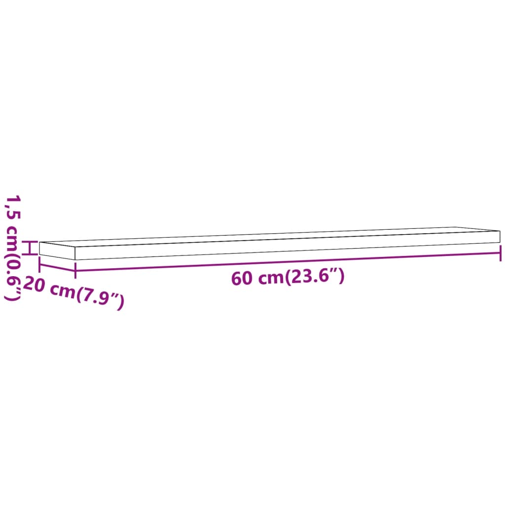 Vegghyller 4 stk gammelt tre 60x20x1,5 cm konstruert tre