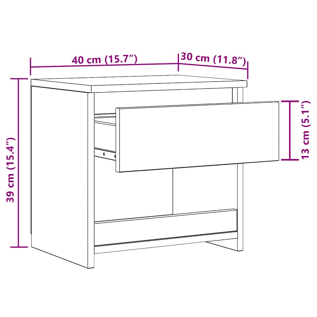 Nattbord gammelt tre 40x30x39 cm konstruert tre