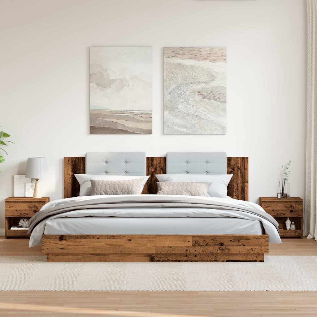 Nattbord 2 stk gammelt tre 40x30x39 cm konstruert tre