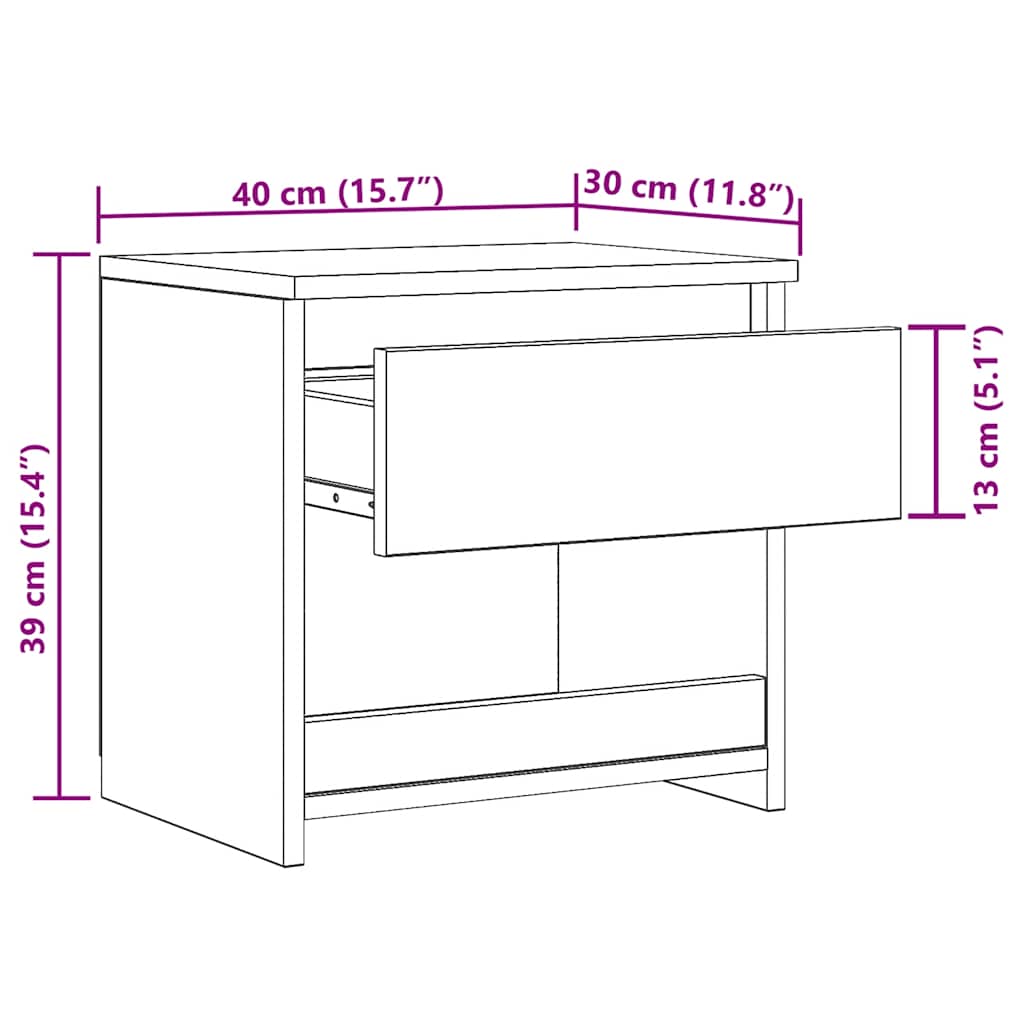 Nattbord 2 stk gammelt tre 40x30x39 cm konstruert tre