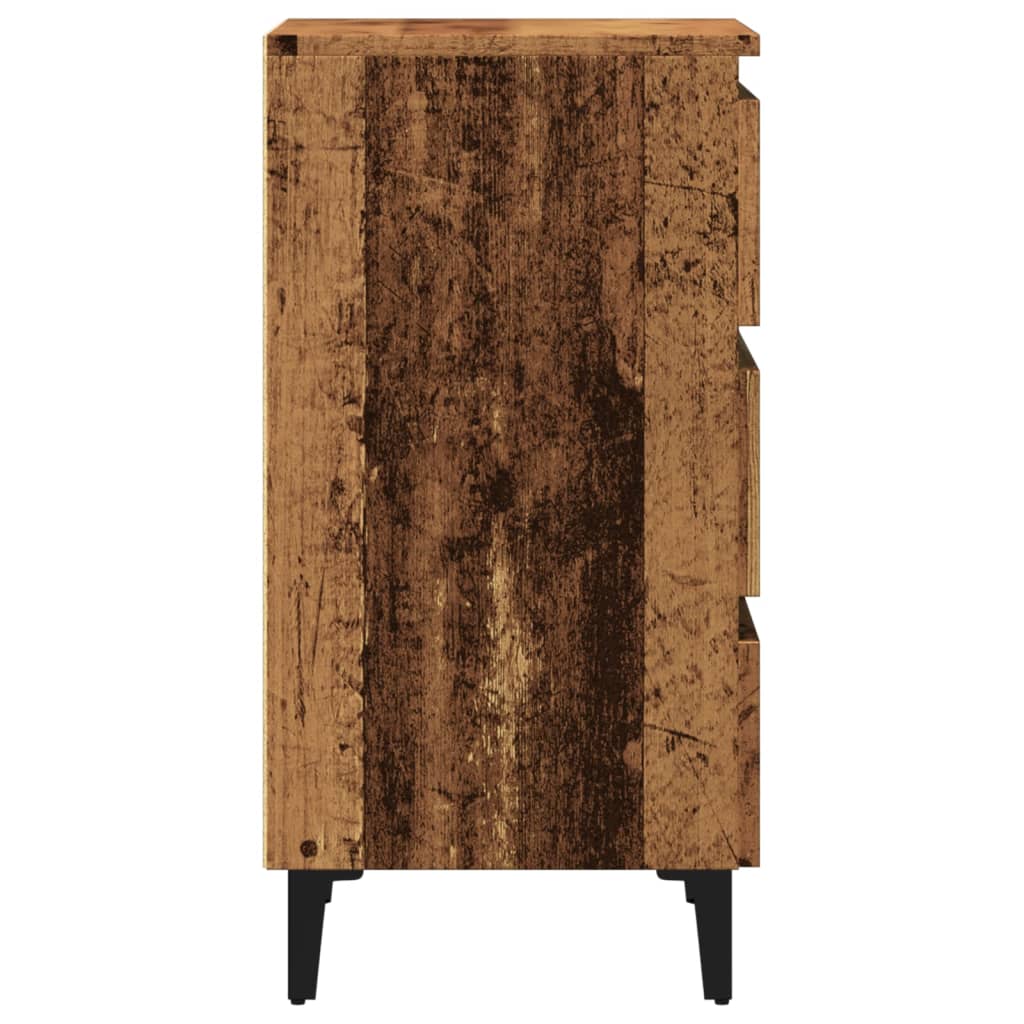 Nattbord med metallben gammelt tre 40x35x69 cm