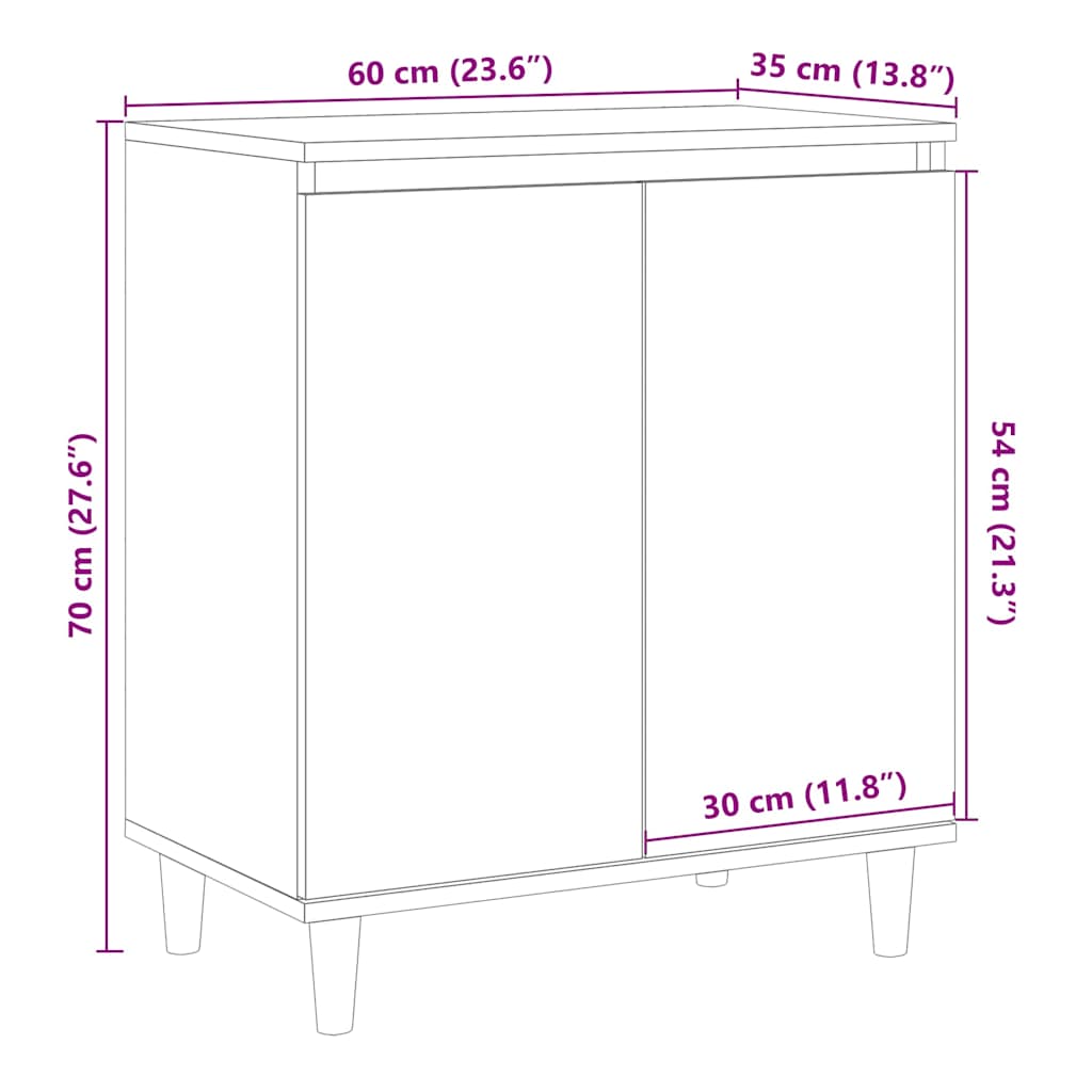 Skjenk gammelt tre 60x35x70 cm konstruert tre