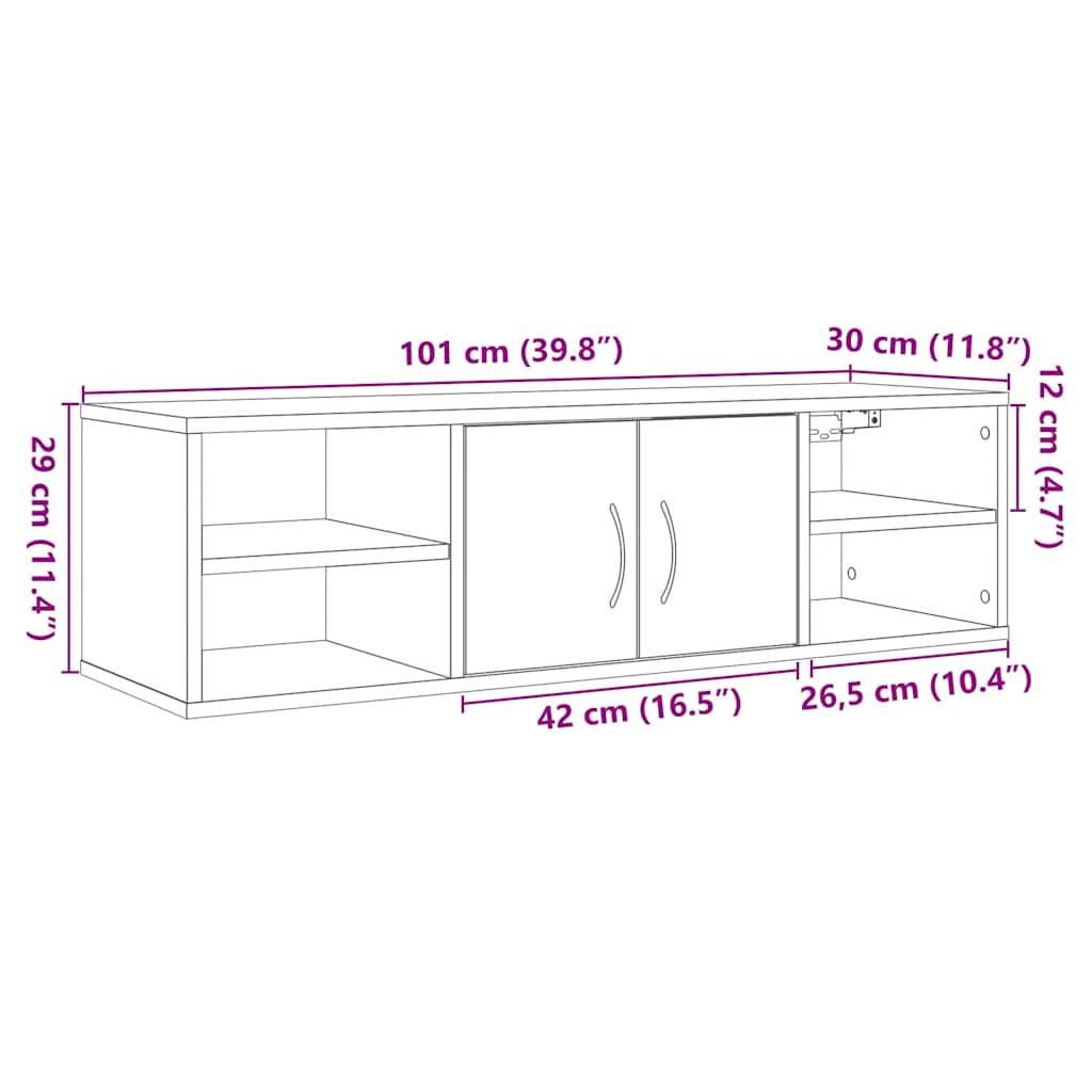 Veggskap artisan eik 101x30x29 cm konstruert tre