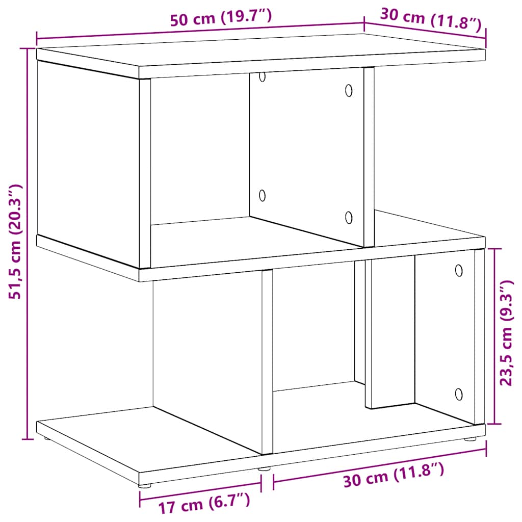 Nattbord 2 stk artisan eik 50x30x51,5 cm konstruert tre