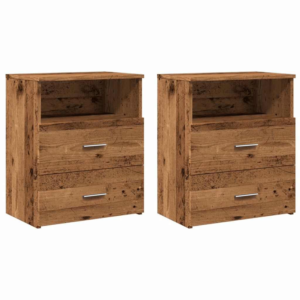 Nattbord 2 stk gammelt tre 50x32x60 cm konstruert tre