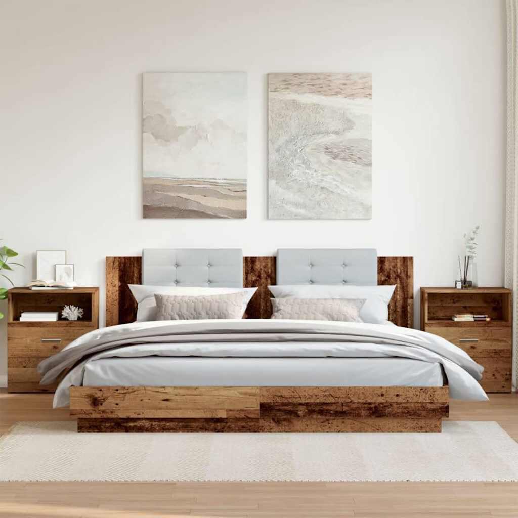 Nattbord 2 stk gammelt tre 50x32x60 cm konstruert tre