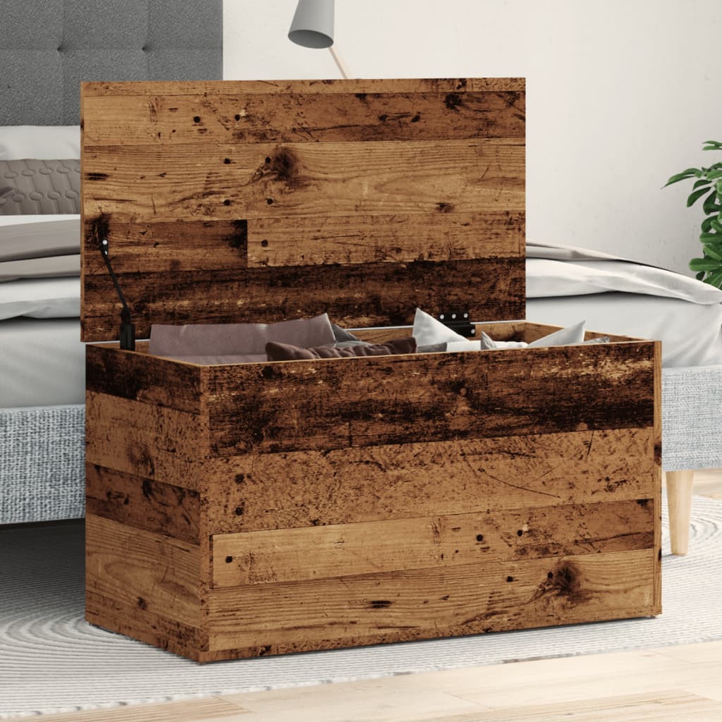 Oppbevaringskiste gammelt tre 84x42x46 cm konstruert tre