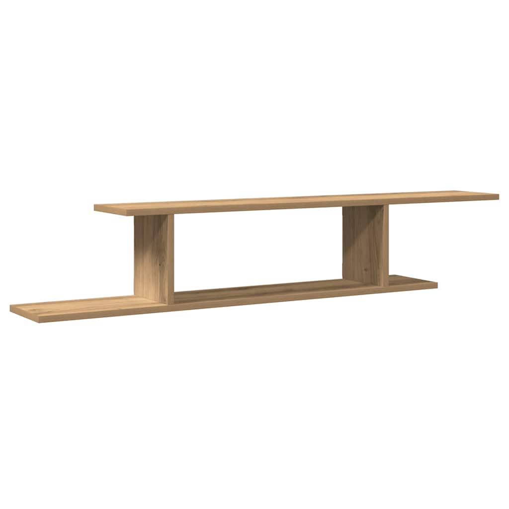 Veggmontert TV-hylle artisan eik 125x18x23 cm konstruert tre