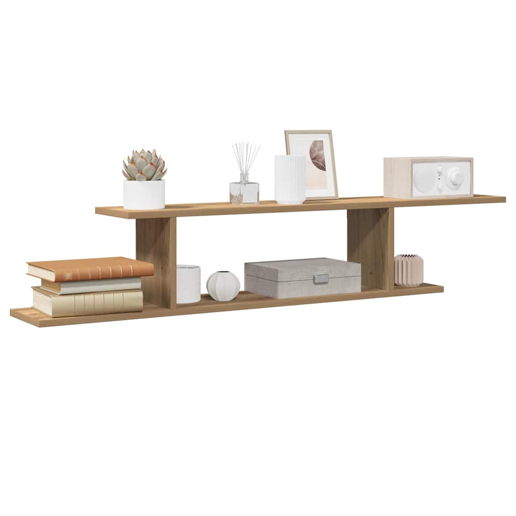 Veggmontert TV-hylle artisan eik 125x18x23 cm konstruert tre