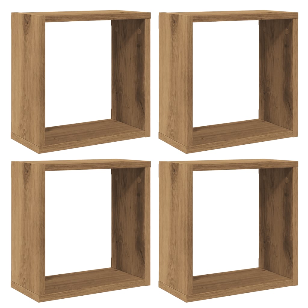 Vegghyller kube 4 stk artisan eik 30x15x30 cm konstruert tre