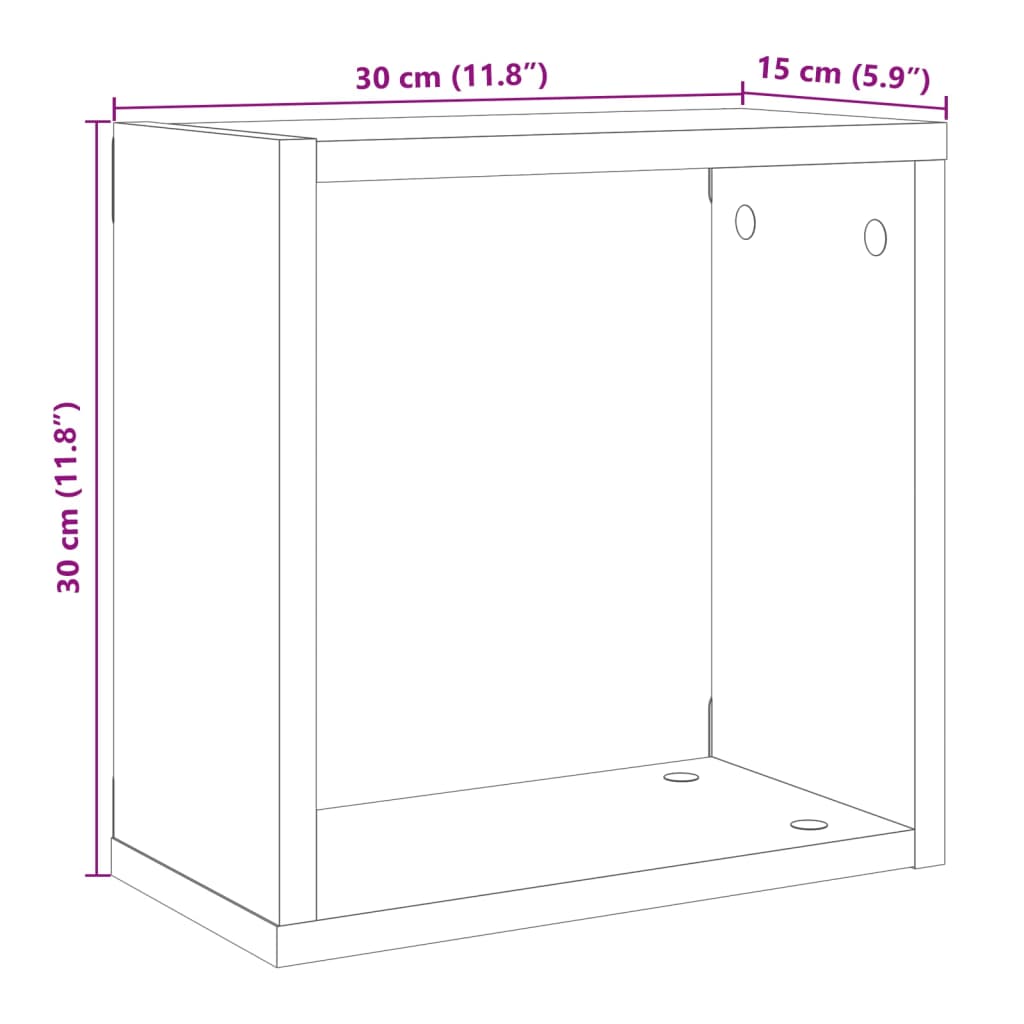 Vegghyller kube 4 stk artisan eik 30x15x30 cm konstruert tre