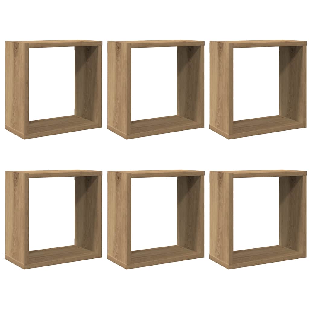 Vegghyller kube 6 stk artisan eik 30x15x30 cm konstruert tre