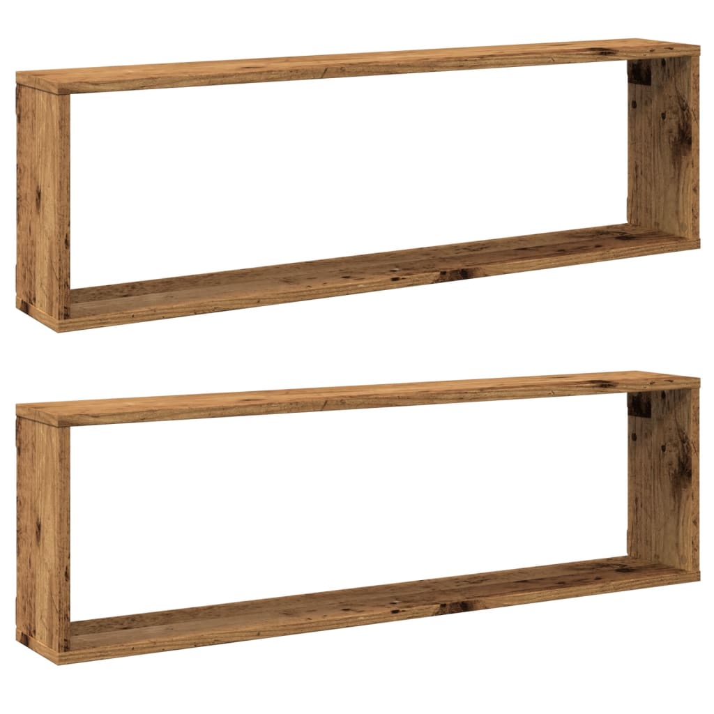 Vegghyller kube 2 stk gammelt tre 100x15x30 cm konstruert tre vidaXL