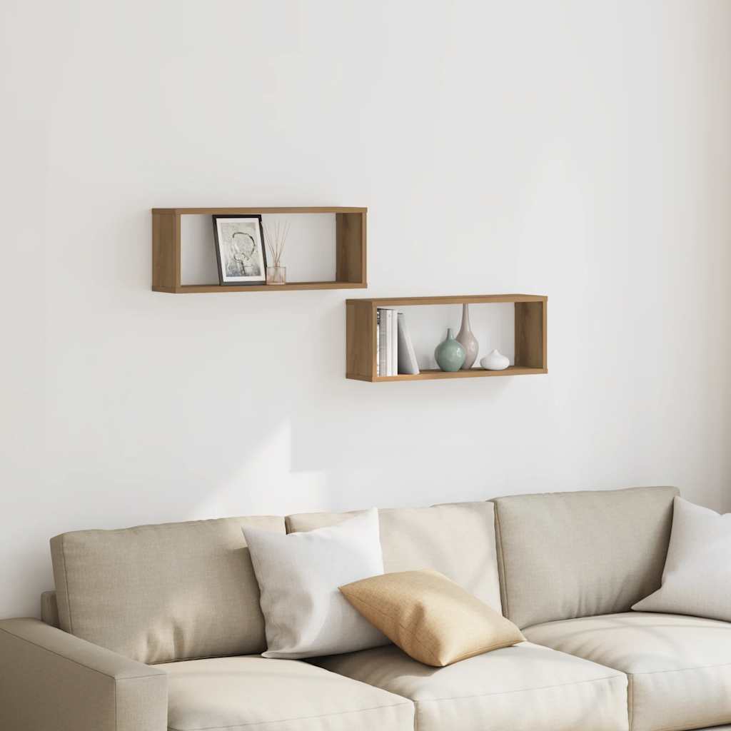 Vegghyller kube 2 stk artisan eik 60x15x23 cm konstruert tre