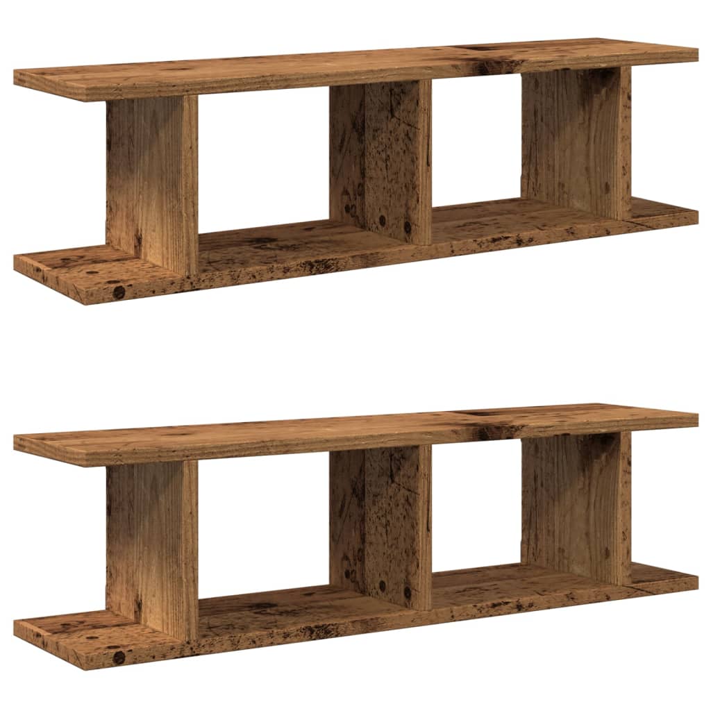 Vegghyller 2 stk gammelt tre 75x18x20 cm konstruert tre