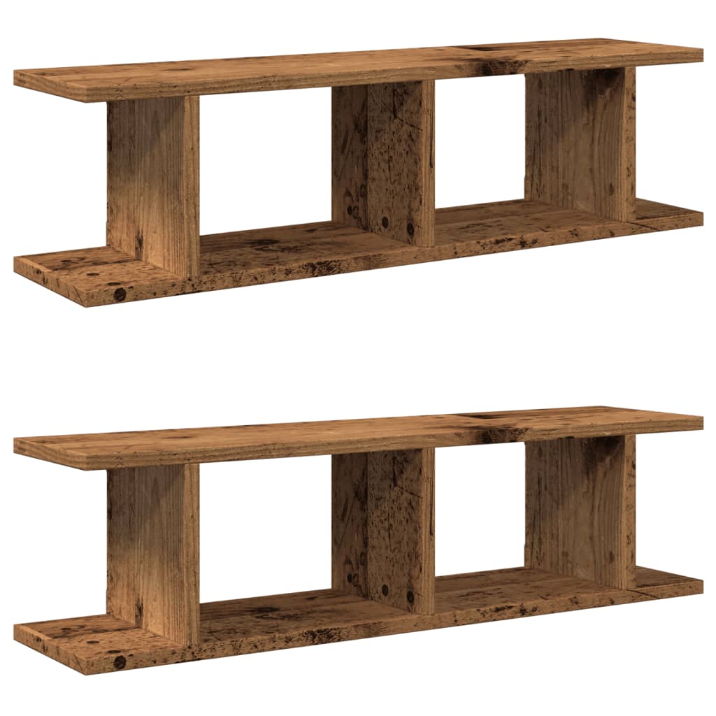 Vegghyller 2 stk gammelt tre 90x18x20 cm konstruert tre