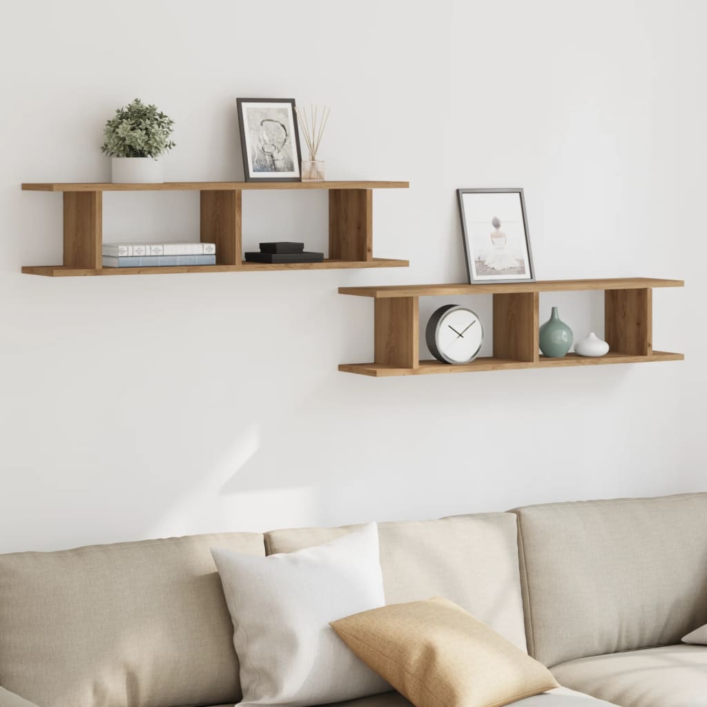 Vegghyller 2 stk artisan eik 90x18x20 cm konstruert tre