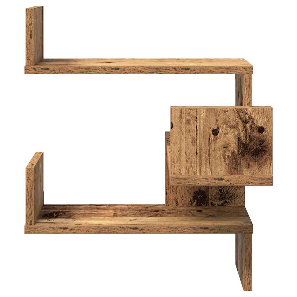 Vegg hjørnehyller 2 stk gammelt tre 40x40x49,5cm konstruert tre