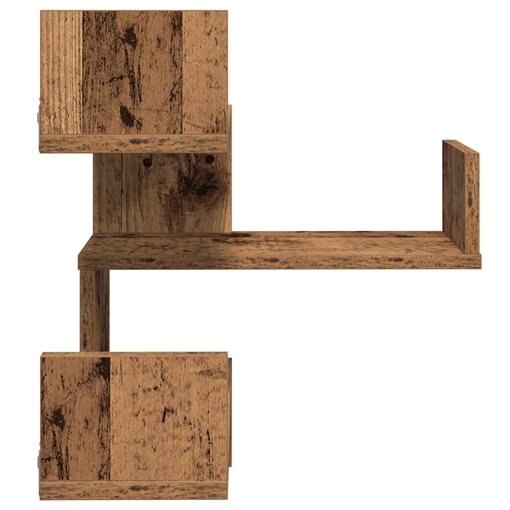Vegg hjørnehyller 2 stk gammelt tre 40x40x49,5cm konstruert tre
