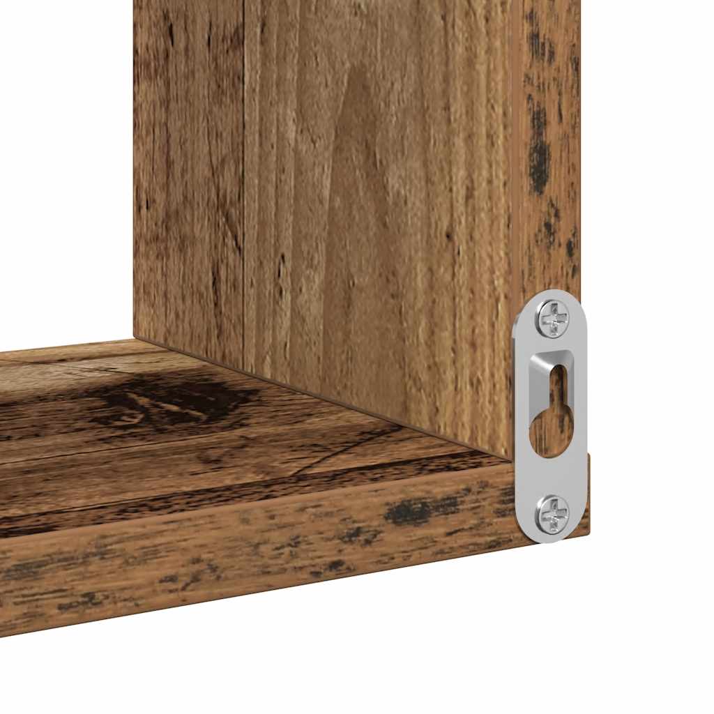 Vegg hjørnehyller 2 stk gammelt tre 40x40x49,5cm konstruert tre