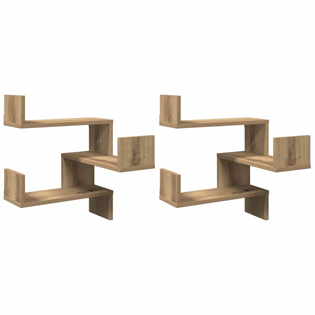 Vegg hjørnehyller 2 stk artisan eik 40x40x49,5cm konstruert tre
