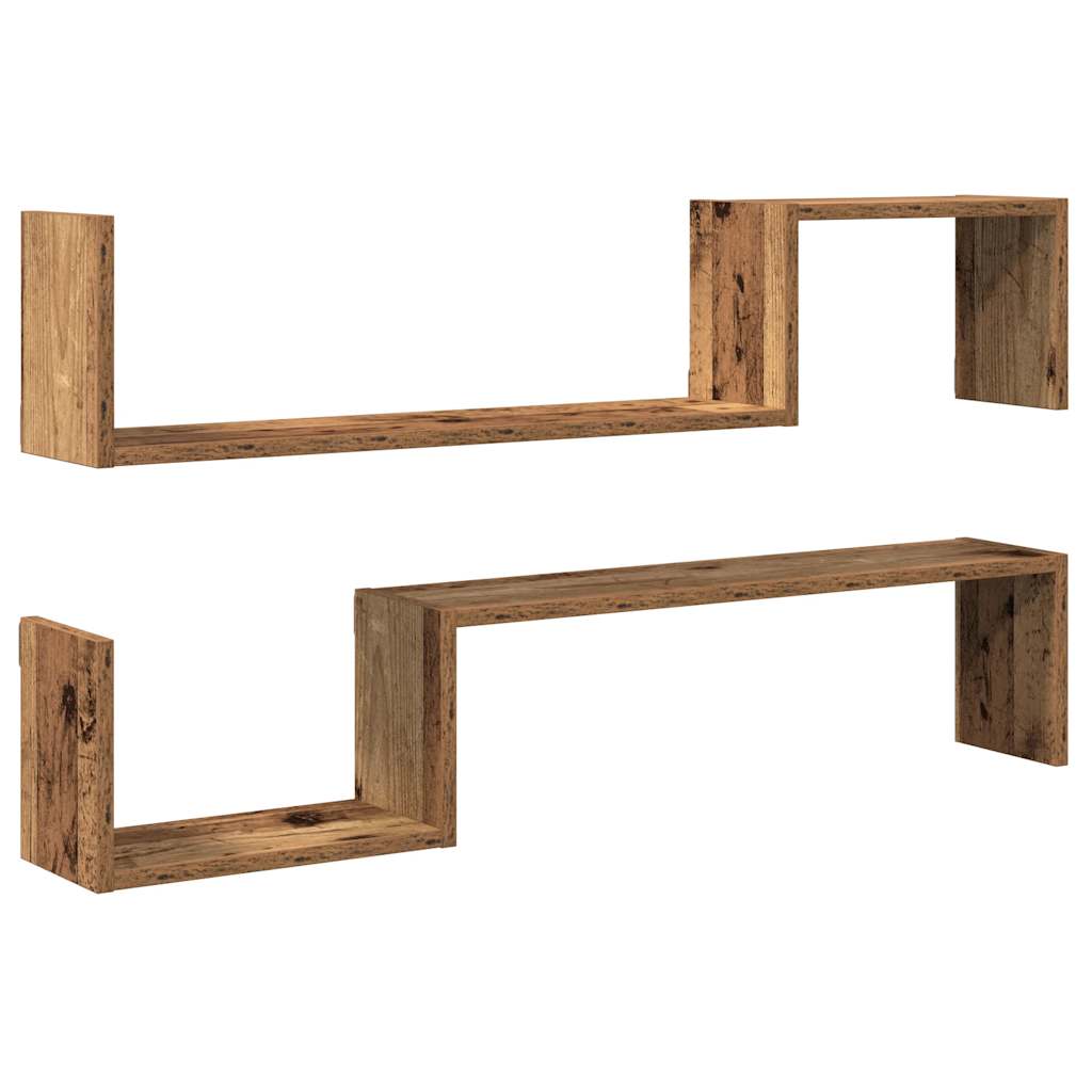 Vegghyller 2 stk gammelt tre 100x15x20 cm konstruert tre