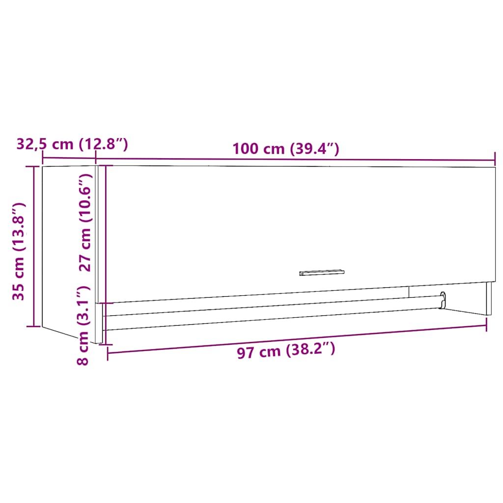 Garderobe gammelt tre 100x32,5x35 cm konstruert tre