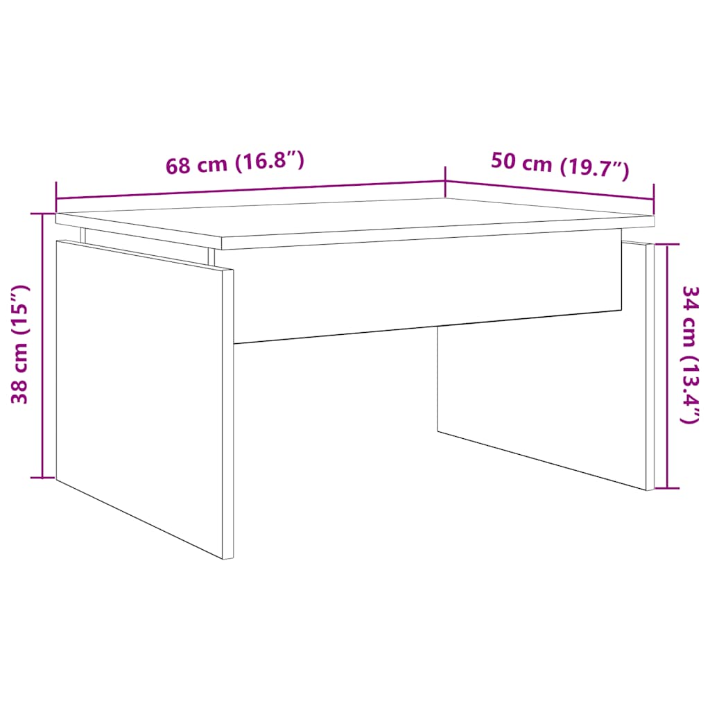 Salongbord artisan eik 68x50x38 cm konstruert tre vidaXL