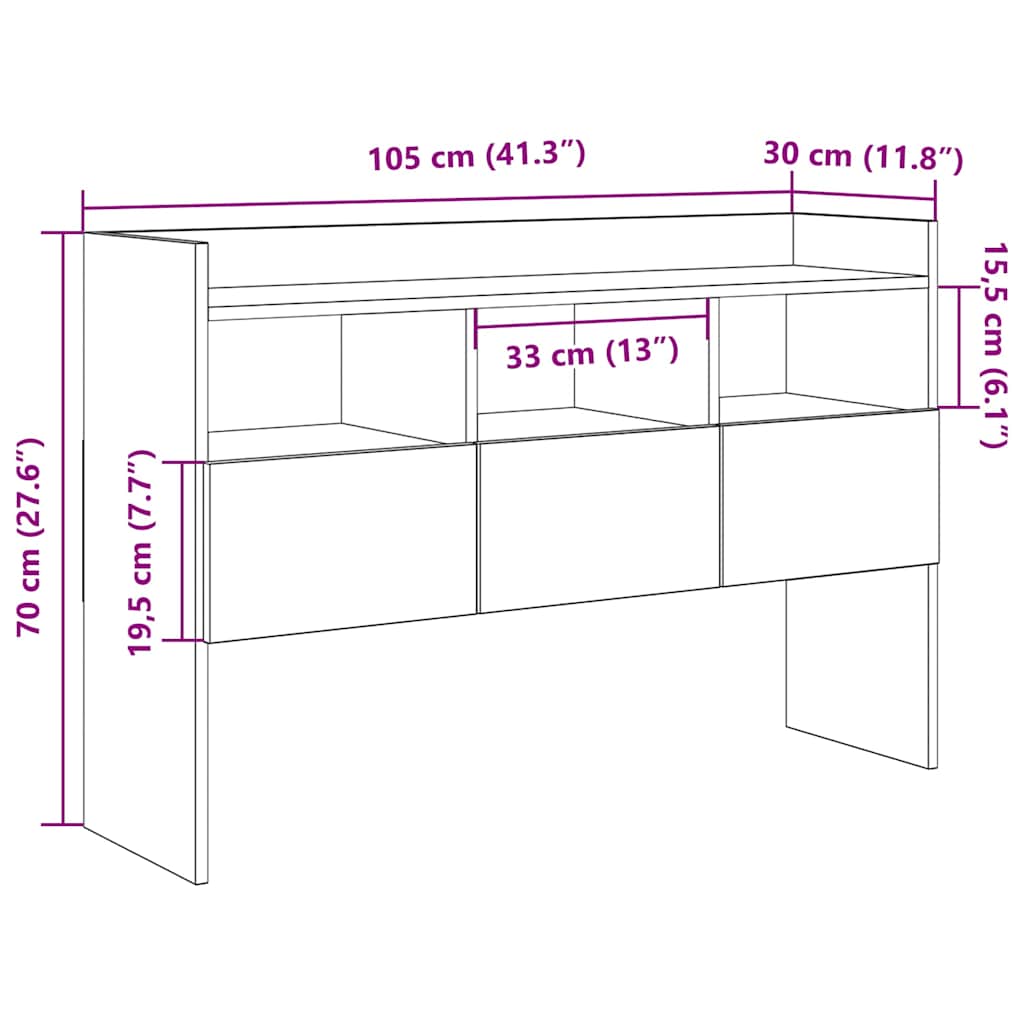 Skjenk gammelt tre 105x30x70 cm konstruert tre