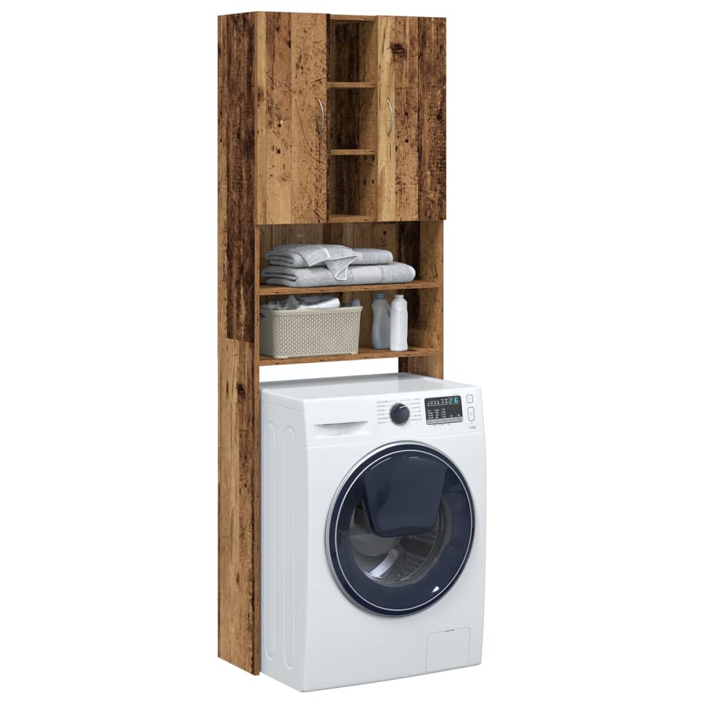 Vaskemaskinskap gammelt tre 64x25,5x190 cm