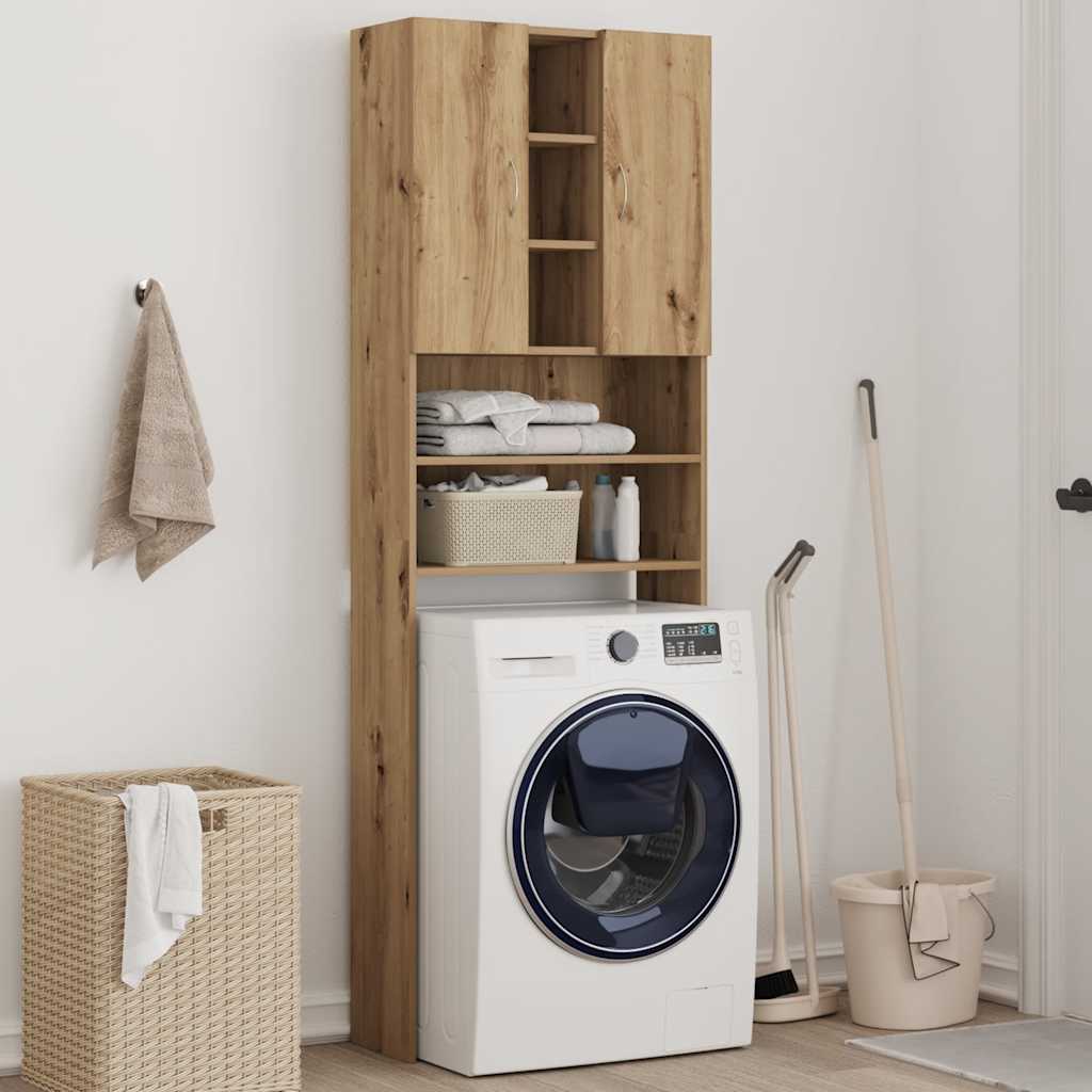Vaskemaskinskap artisan eik 64x25,5x190 cm vidaXL