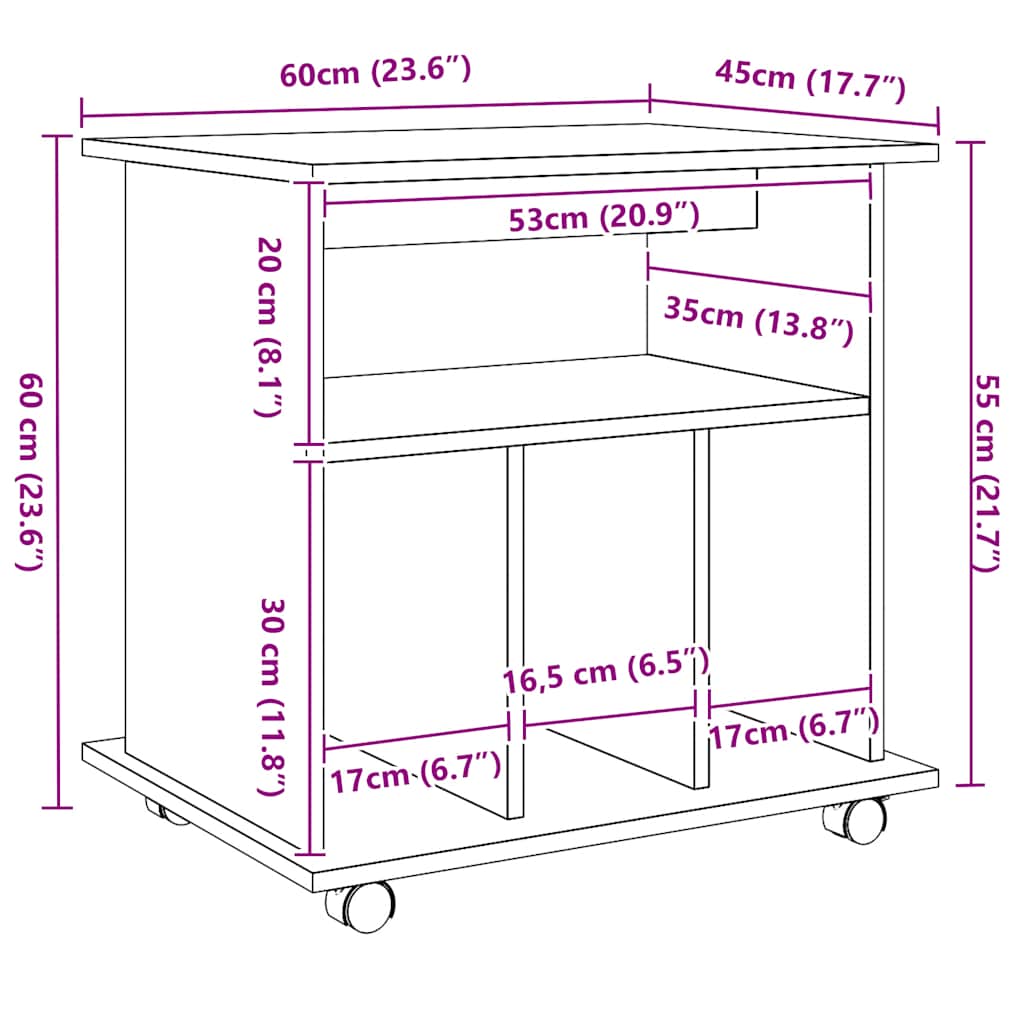 Rulleskap artisan eik 60x53x72 cm konstruert tre