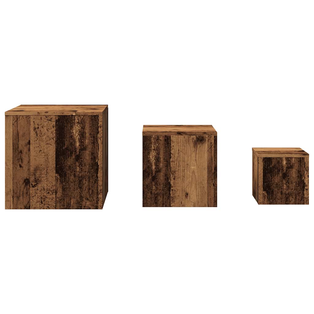Sidebord 3 stk gammelt tre konstruert tre