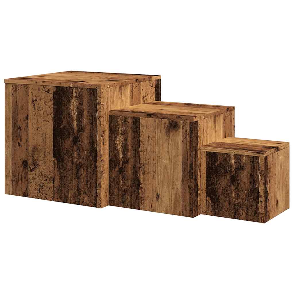 Sidebord 3 stk gammelt tre konstruert tre