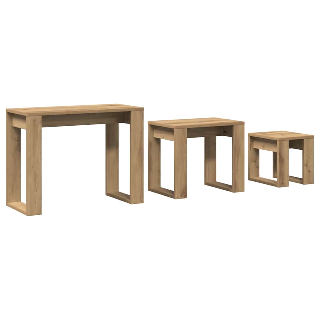 Stablebord 3 stk artisan eik konstruert tre