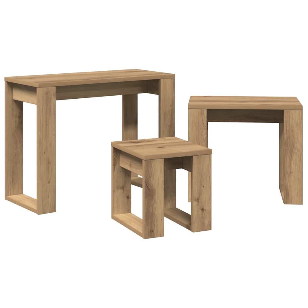Stablebord 3 stk artisan eik konstruert tre