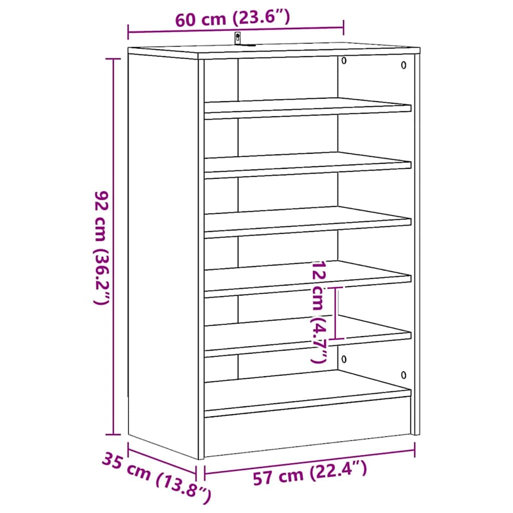 Skoskap gammelt tre 60x35x92 cm konstruert tre