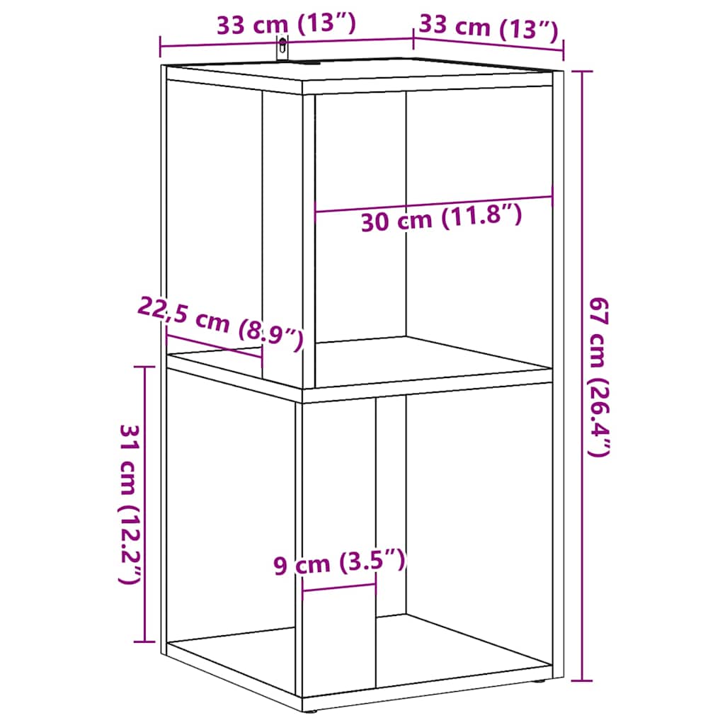 Hjørneskap gammelt tre 33x33x67 cm konstruert tre