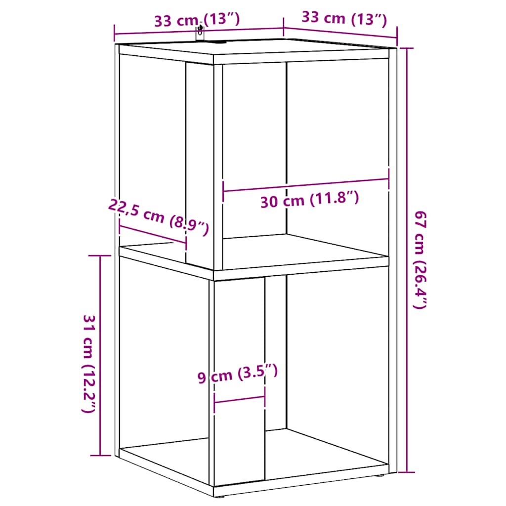 Hjørneskap artisan eik 33x33x67 cm konstruert tre