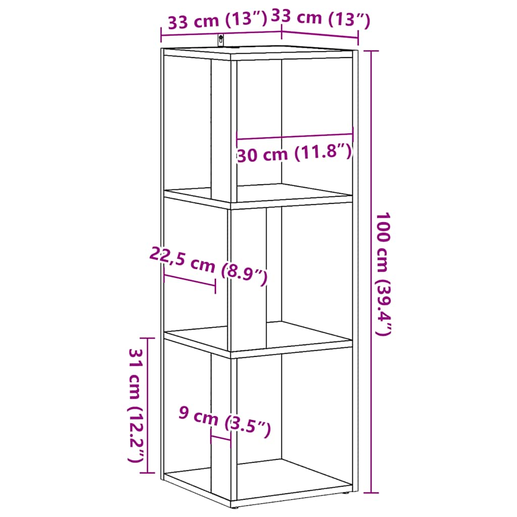 Hjørneskap gammelt tre 33x33x100 cm konstruert tre