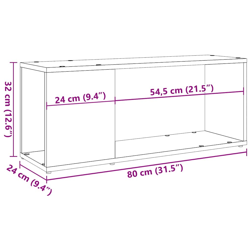 TV-benk gammelt tre 80x24x32cm konstruert tre