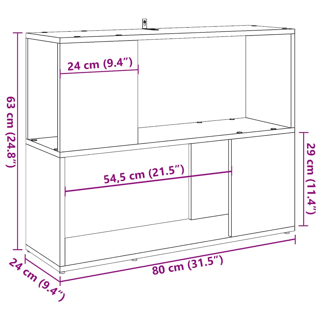 Bokhylle/romdeler gammelt tre 80x24x63 cm