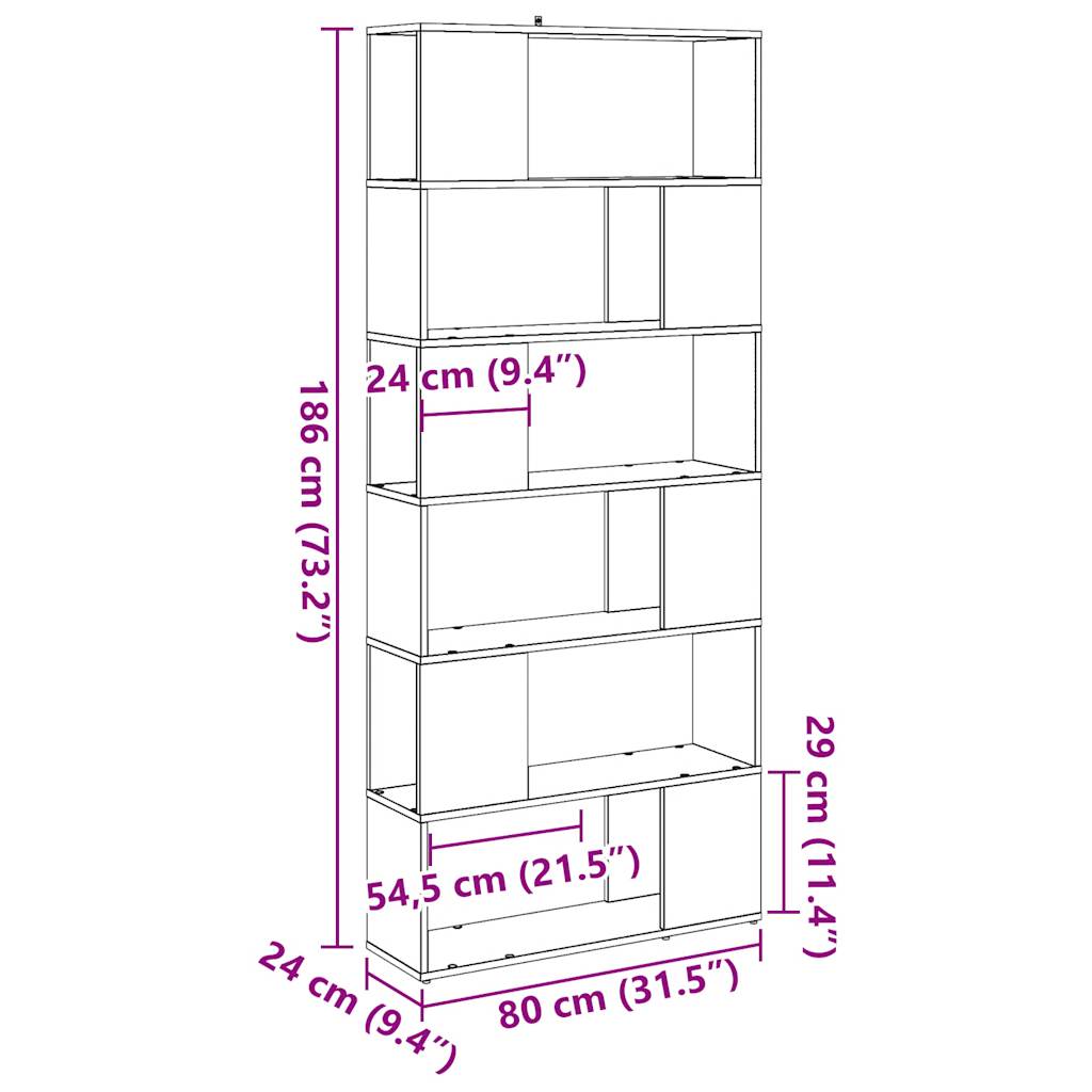 Bokhylle/romdeler gammelt tre 80x24x186 cm