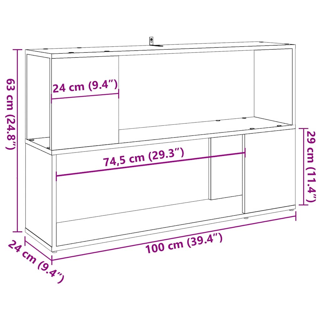 Bokhylle artisan eik 100x24x63 cm konstruert tre