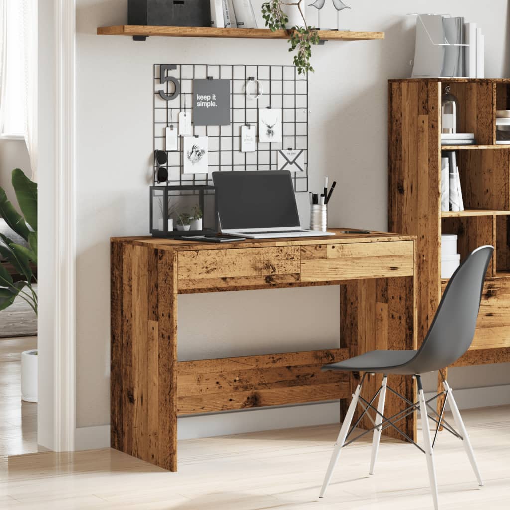 Skrivebord gammelt tre 101x50x76,5 cm konstruert tre
