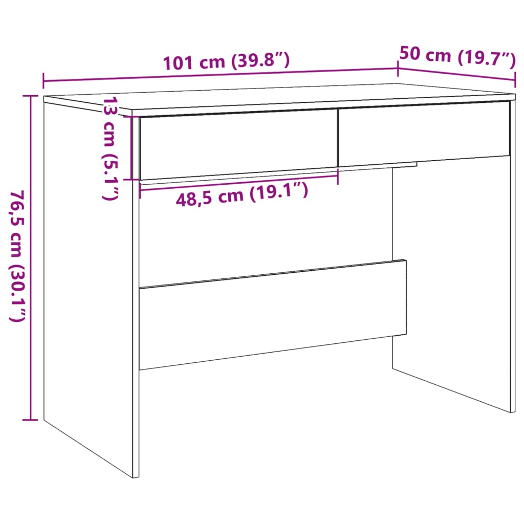 Skrivebord gammelt tre 101x50x76,5 cm konstruert tre