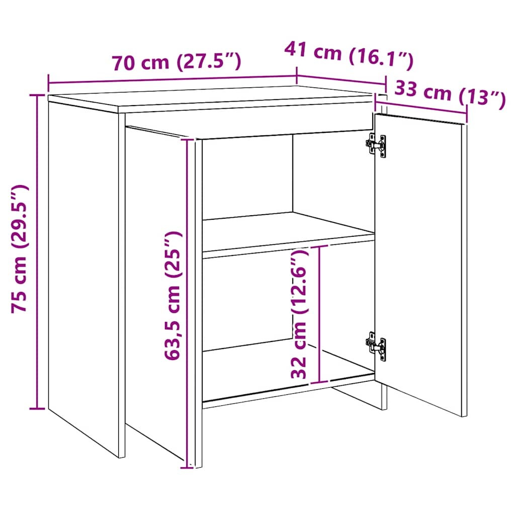 Skjenk artisan eik 70x41x75 cm konstruert tre