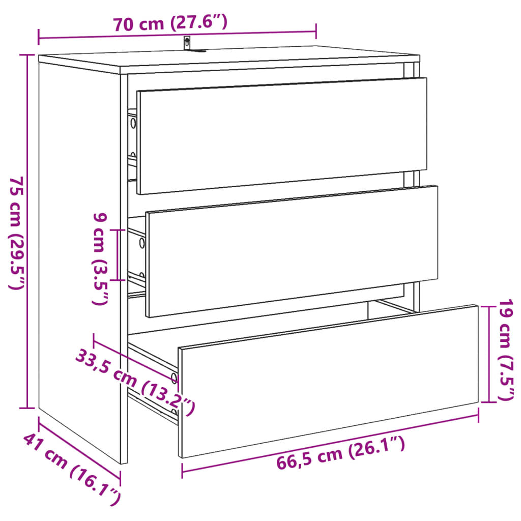 Skjenk gammelt tre 70x41x75 cm konstruert tre
