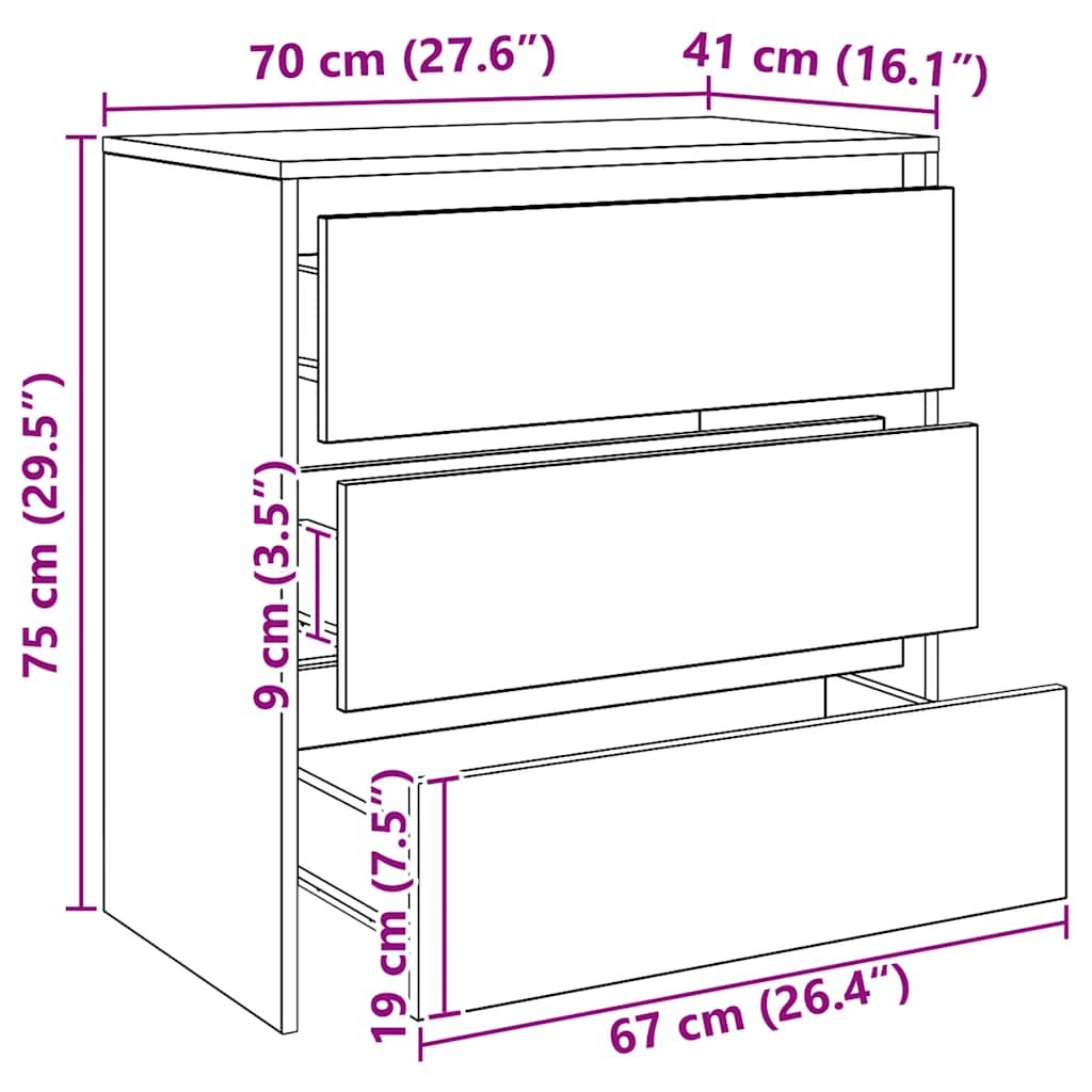 Skjenk artisan eik 70x41x75 cm konstruert tre